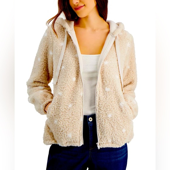 Style & Co. Jackets & Blazers - Women's Falling Stars Teddy Fleece Hoodie